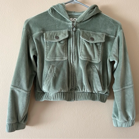 SO Cozy Green Corduroy Bomber Jacket - Picture 2 of 6